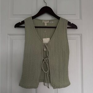 Tie-Front Sleeveless Top - Sage Green